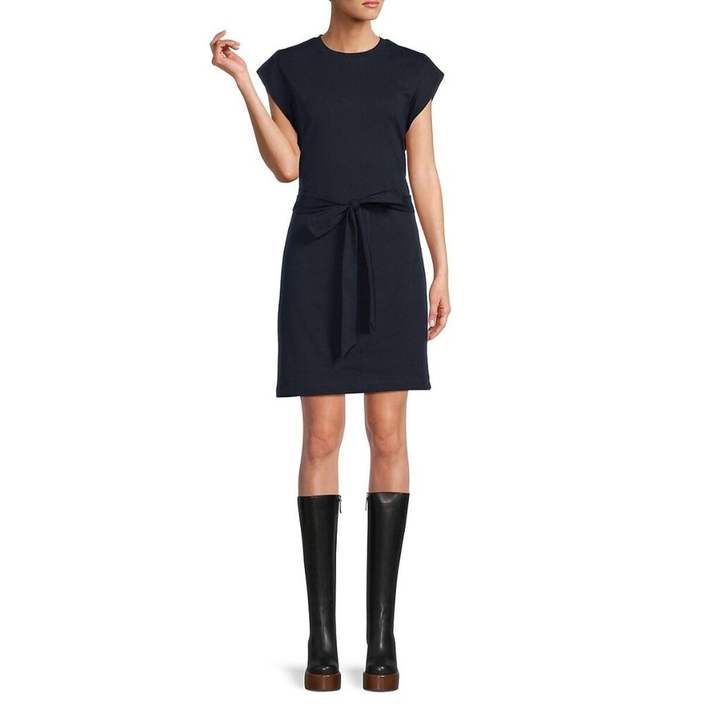 NEW VINCE Belted Crewneck T Shirt Dress COASTAL SIZE L / 100% AUTHENTIC